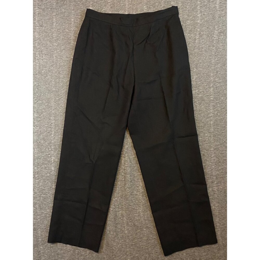 Vtg‎ Kasper Petite Black Linen Blend Straight-Leg Pants Size 10 Petite Lined 10P